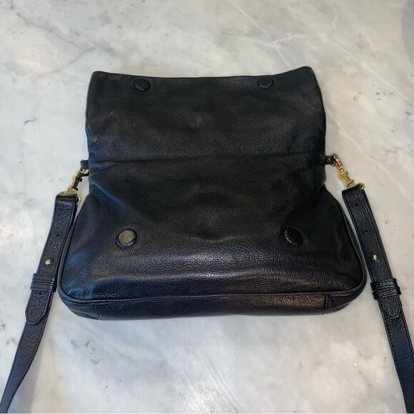 Tory Burch Black Leather Amanda Foldover Black Pebble Leather Crossbody EUC - Picture 9 of 16